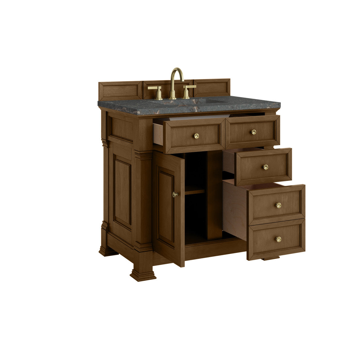 James Martin 547-V36 Brookfield 36” Single Vanity – Black Onyx / Honey Oak / Pearl Charcoal