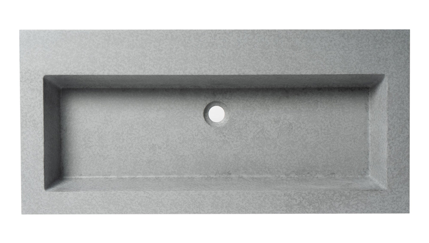 ALFI brand  ABCO40TR 40" Solid Concrete Gray Matte Trough Sink for the Bathroom