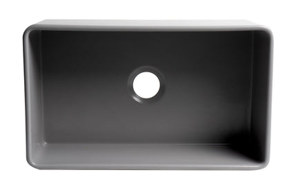 ALFI brand ABF3018 Smooth Apron 30" x 18" Single Bowl Fireclay Farm Sink