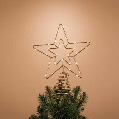 Gold Star Tree Topper with 30 Warm White Lights