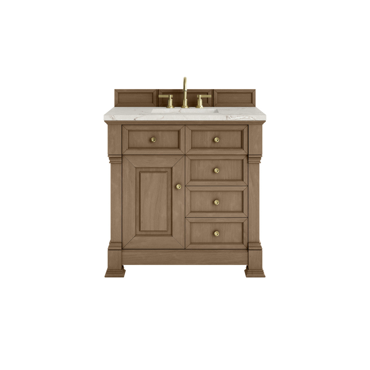 James Martin 547-V36 Brookfield 36” Single Vanity – Black Onyx / Honey Oak / Pearl Charcoal