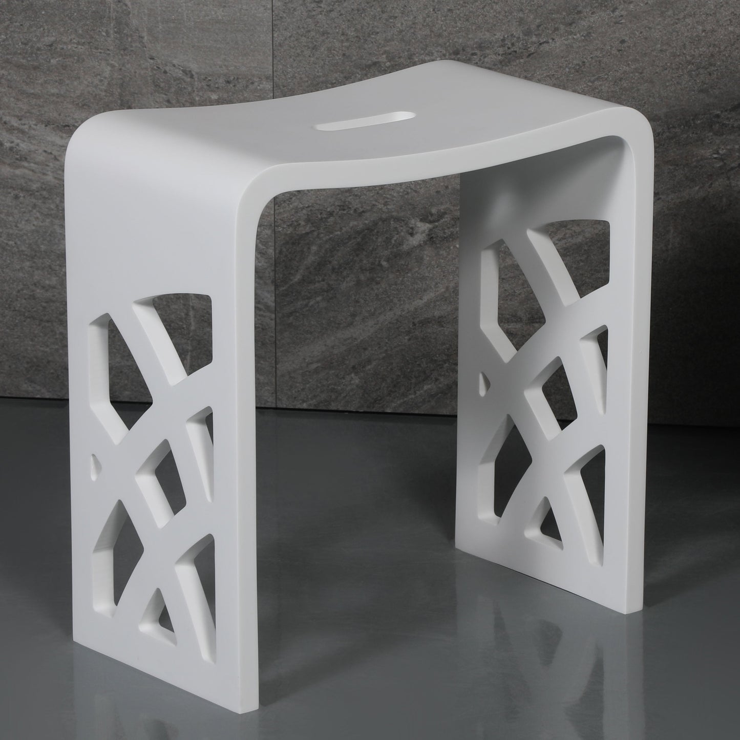 ALFI brand  ABST88 Designer White Matte Solid Surface Resin Bathroom / Shower Stool
