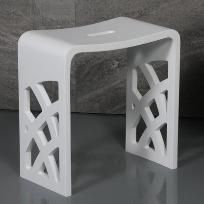 ALFI brand  ABST88 Designer White Matte Solid Surface Resin Bathroom / Shower Stool