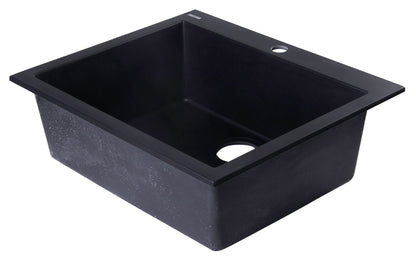 ALFI brand AB2420DI 24" Drop-In Single Bowl Granite Composite Kitchen Sink
