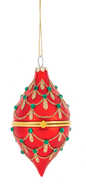 Glittered Hinged Drop Ornament - Red