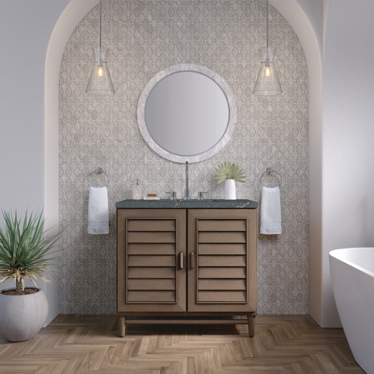 Portland 36" Single Vanity Cabinet, Whitewashed Walnut