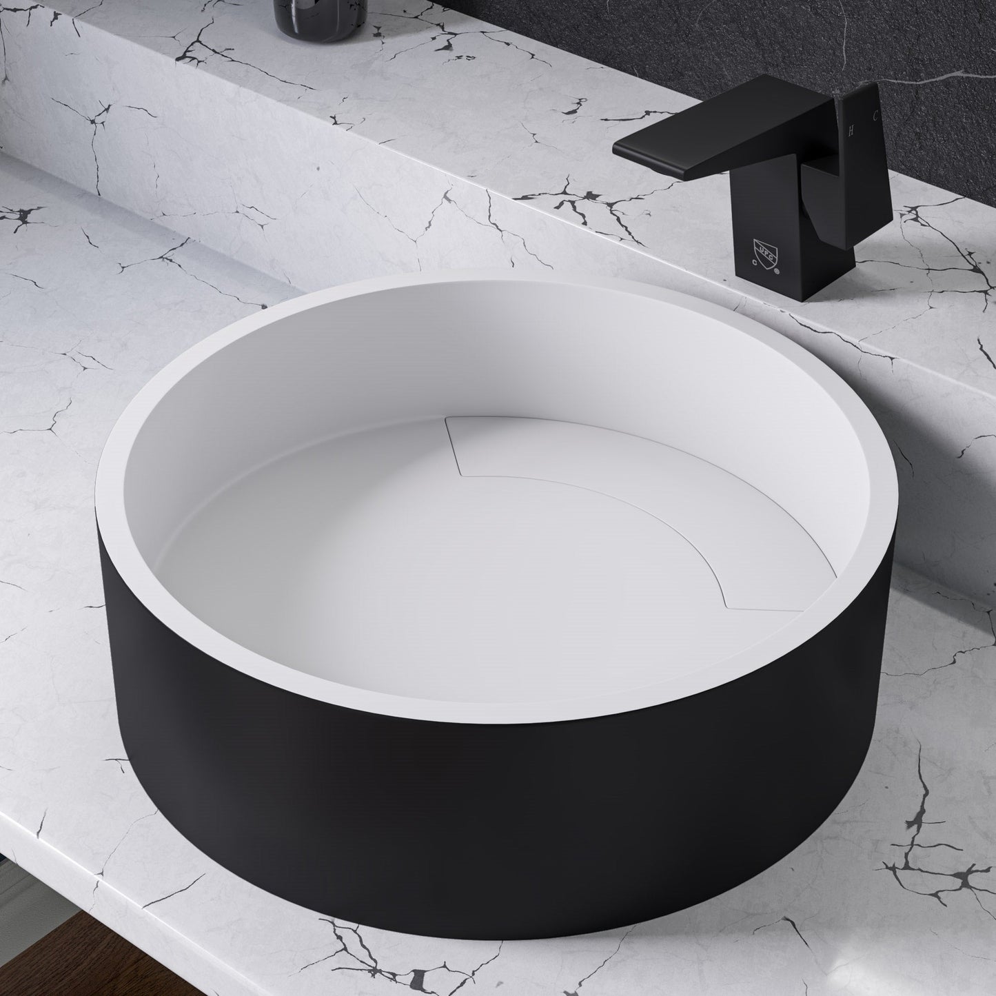 ALFI brand  ABRS15RBM Black Matte 15" Round Solid Surface Resin Sink