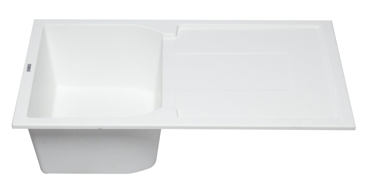 ALFI brand AB1620DI 34" Single Bowl Granite Composite Kitchen Sink with Drainboard