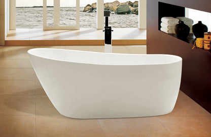 ALFI brand  AB8826 68 inch White Oval Acrylic Free Standing Soaking Bathtub