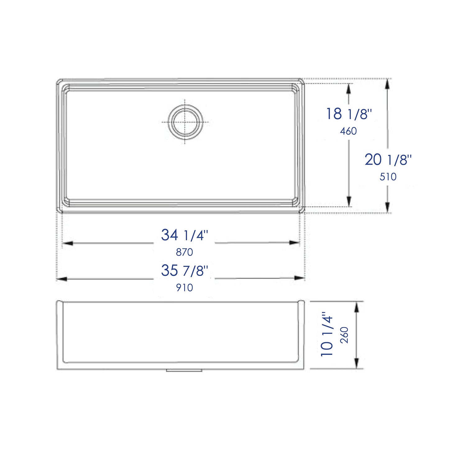 ALFI brand AB536 AB536-W White 36" Smooth Apron Single Bowl Fireclay Farm Sink