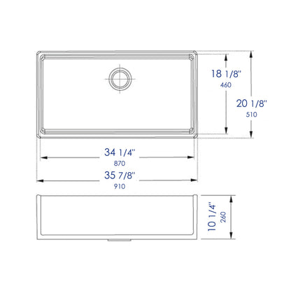 ALFI brand AB536 AB536-W White 36" Smooth Apron Single Bowl Fireclay Farm Sink