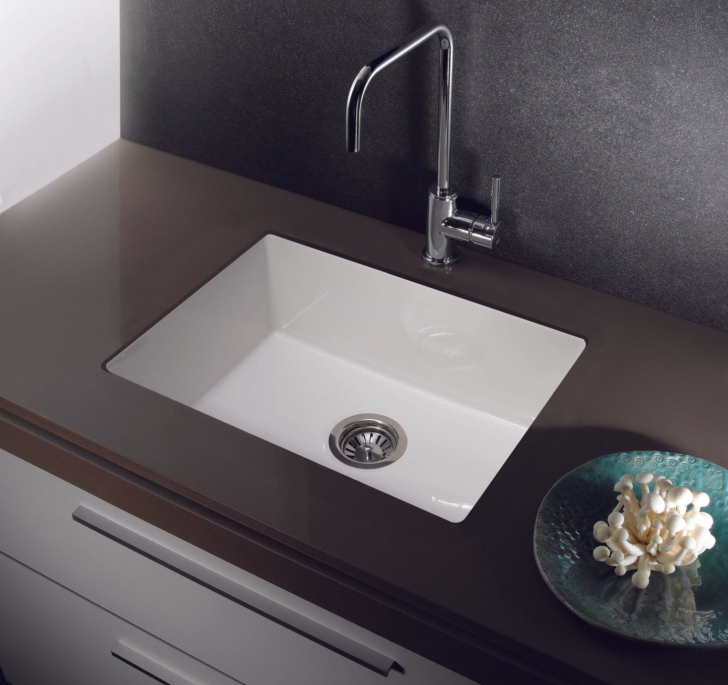 ALFI brand  AB2317 23" White Fireclay Undermount Kitchen Sink
