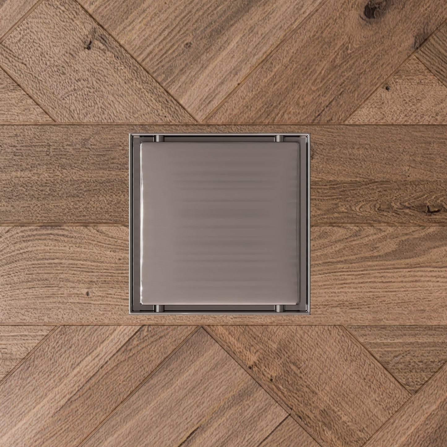 ALFI brand  ABSD55B-BSS 5" x 5" Modern Square Brushed Stainless Steel Shower Drain with Solid Cover