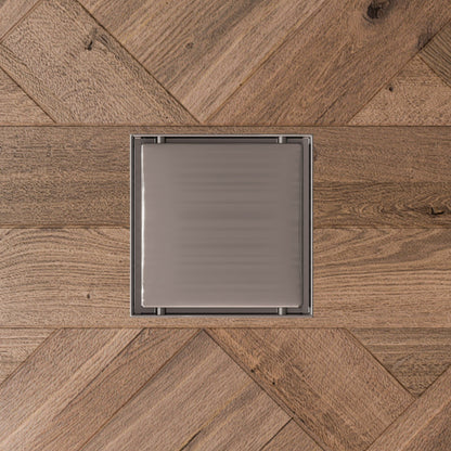 ALFI brand  ABSD55B-BSS 5" x 5" Modern Square Brushed Stainless Steel Shower Drain with Solid Cover