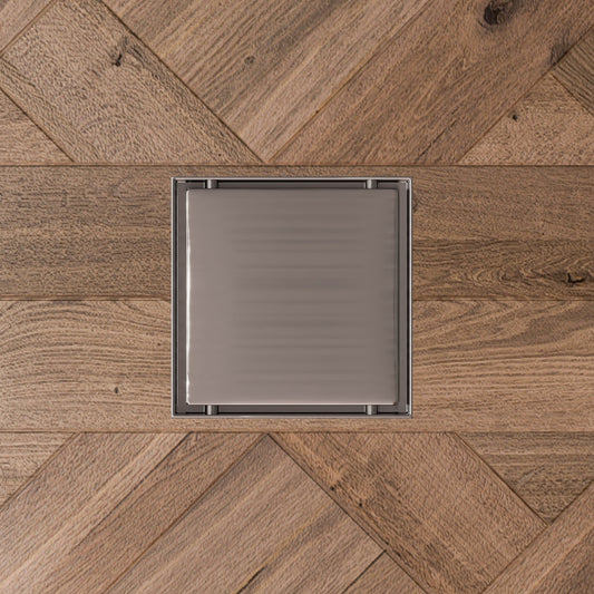 ALFI brand  ABSD55B-BSS 5" x 5" Modern Square Brushed Stainless Steel Shower Drain with Solid Cover