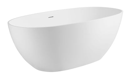 ALFI brand  AB9975 59" White Oval Solid Surface Resin Soaking Bathtub