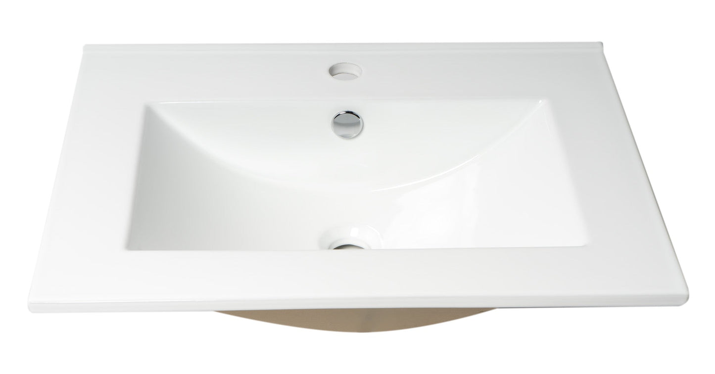 ALFI brand  ABC803 White 25" Rectangular Drop In Ceramic Sink with Faucet Hole