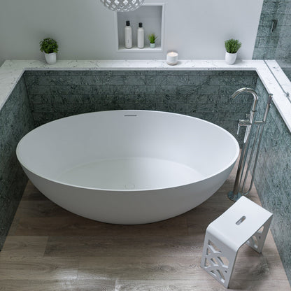ALFI brand  AB9941 67" White Oval Solid Surface Smooth Resin Soaking Bathtub