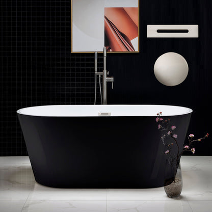 WOODBRIDGE B-1814 59" Acrylic Freestanding Bathtub Contemporary Soaking Tub