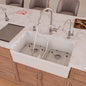 ALFI brand AB5123 AB5123-W White 32" Short Wall Double Bowl  Lip Apron Fireclay Farmhouse Kitchen Sink