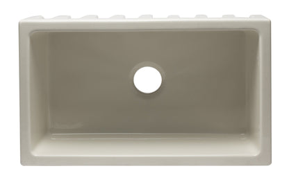 ALFI brand AB3018HS Reversible Smooth / Fluted Single Bowl Fireclay Farm Sink
