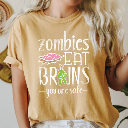 Zombies Eat Brains Retro Halloween Comfort Colors Tshirt