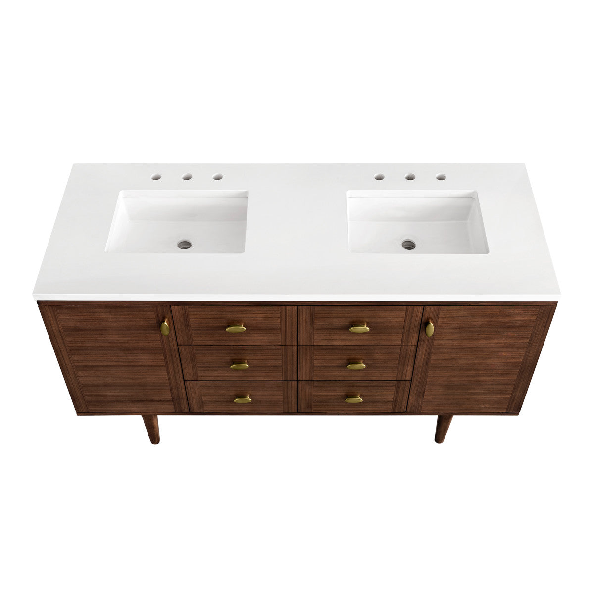 Amberly 60" Double Vanity Cabinet, Mid-Century Walnut