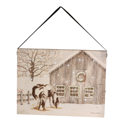 Fiber Optic Lighted Canvas Art - Grazing at the Barn