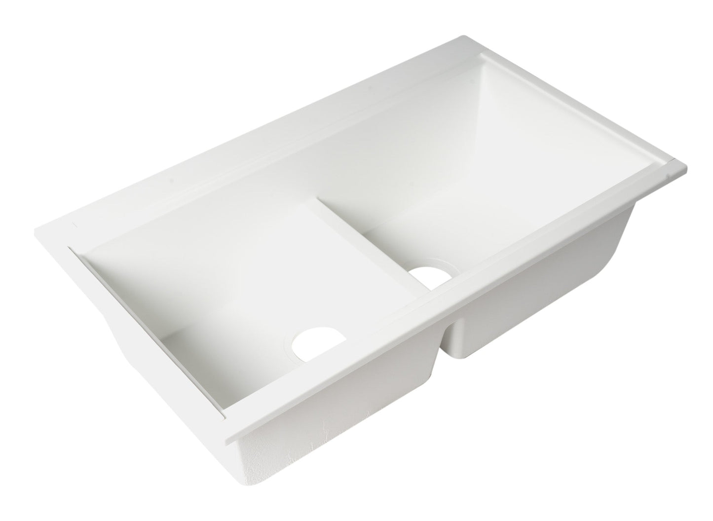 ALFI brand AB3418DBUM 33" Granite Composite Workstation Step Rim Double Bowl Undermount Sink with Accessories