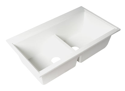 ALFI brand AB3418DBUM 33" Granite Composite Workstation Step Rim Double Bowl Undermount Sink with Accessories
