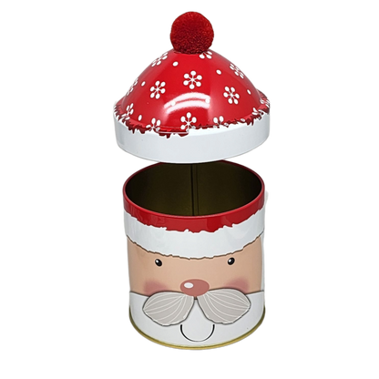 Gift Tin with Pom Pom Hat - Santa