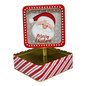 Square Cookie Tin with Window - Merry Christmas Santa Face