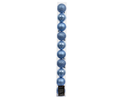 Elegant Assorted Shatterproof Ornaments - Set of 10 - Sky Blue