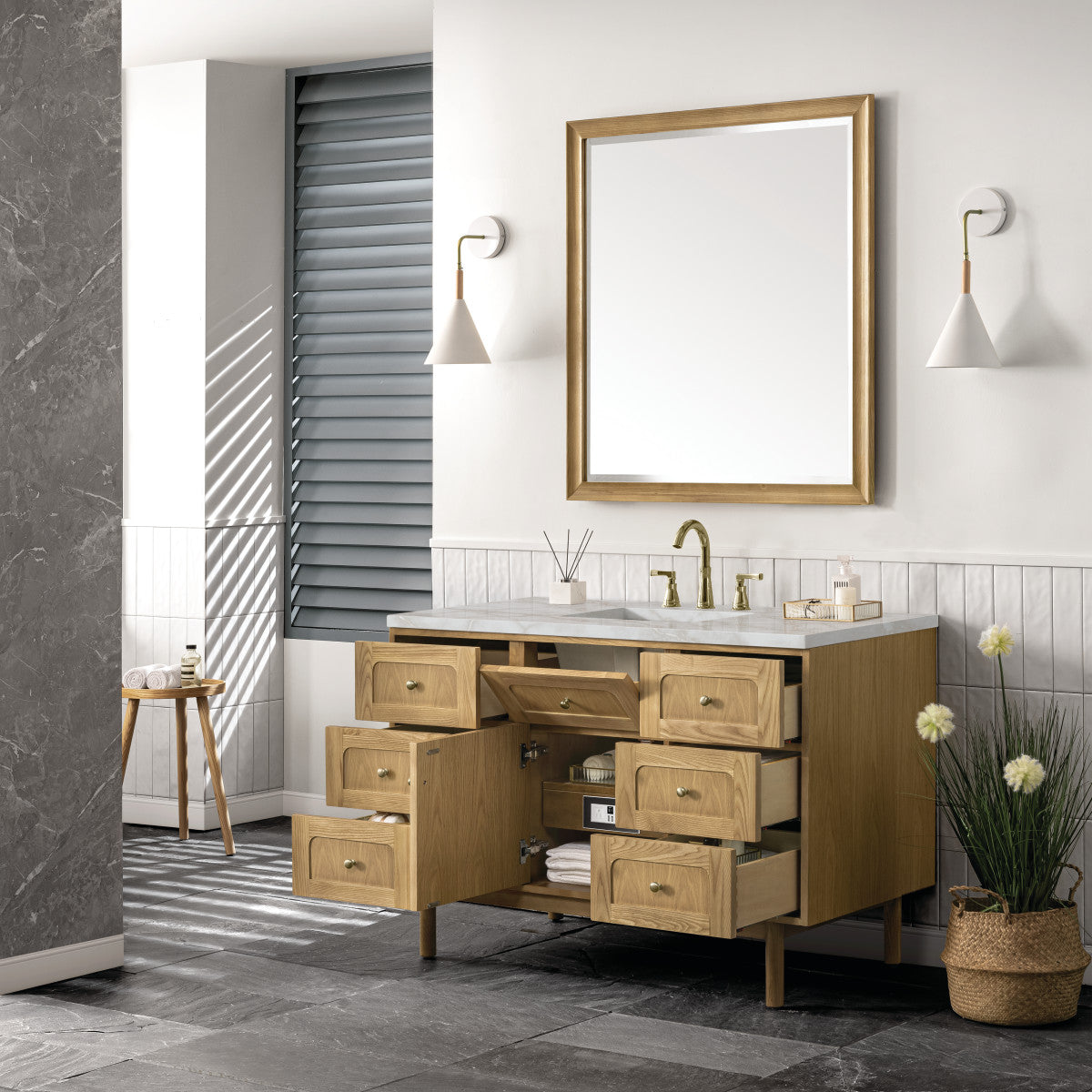 Laurent 48" Single Vanity Cabinet, Light Natural Oak