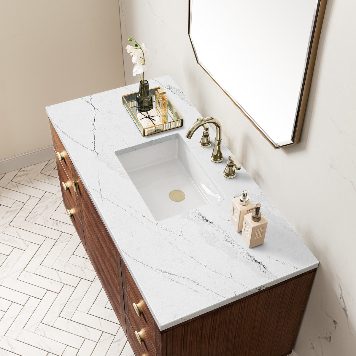 Amberly 48" Single Vanity Cabinet, Mid-Century Walnut
