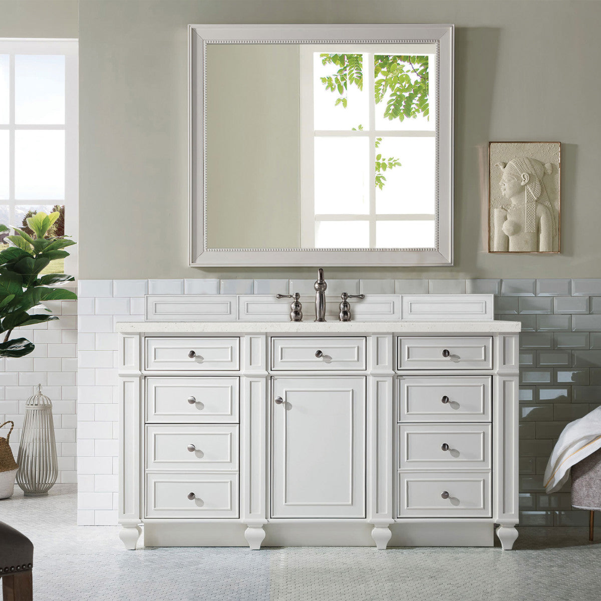 Bristol 60" Single Vanity Cabinet, Bright White