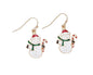 Friendly Enamel Snowmen with Candy Canes Earrings