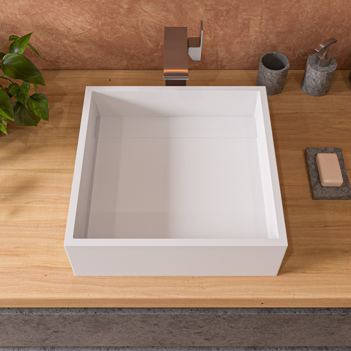 ALFI brand  ABRS14S 14" Square White Matte Solid Surface Resin Sink