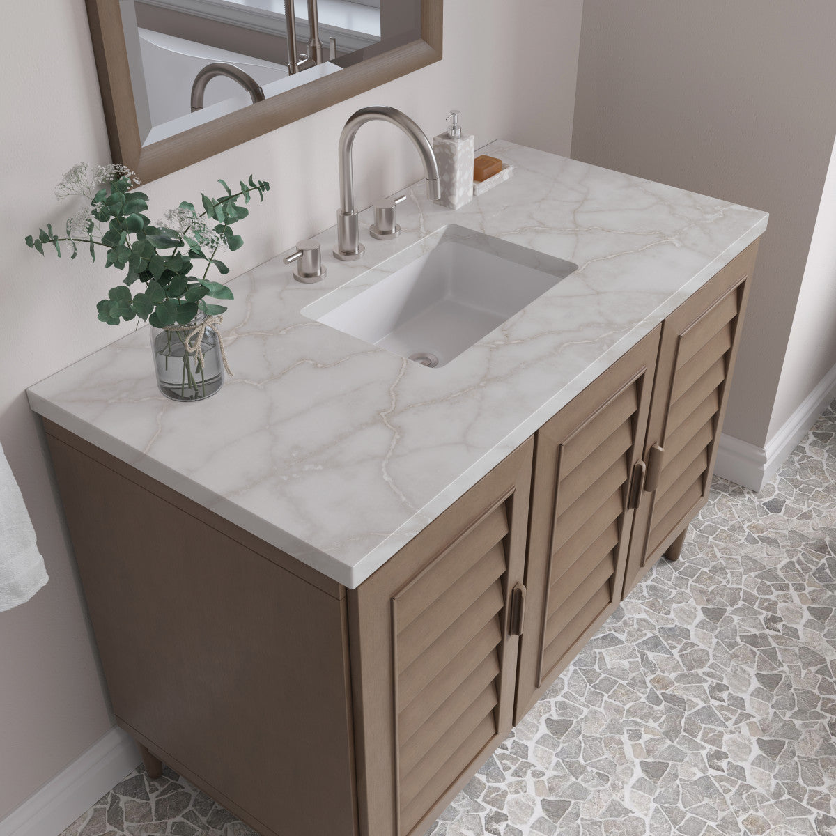 Portland 48" Single Vanity Cabinet, Whitewashed Walnut
