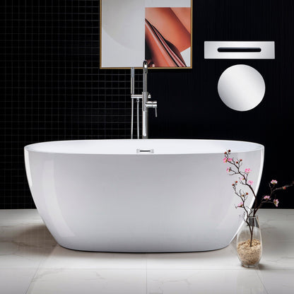 WOODBRIDGE 59" Acrylic Freestanding Bathtub Contemporary Soaking Tub