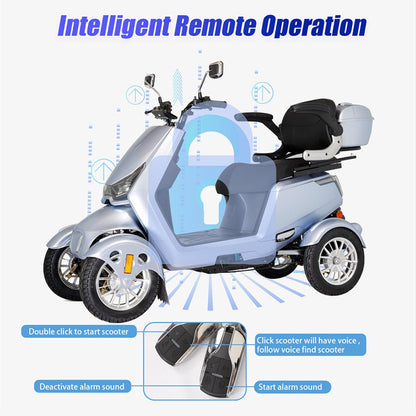 Zvg Heavy Duty 1000W 60V/20AH Four Wheel All-Terrain Travel Mobility Scooter, 440LBS (SAK91645)