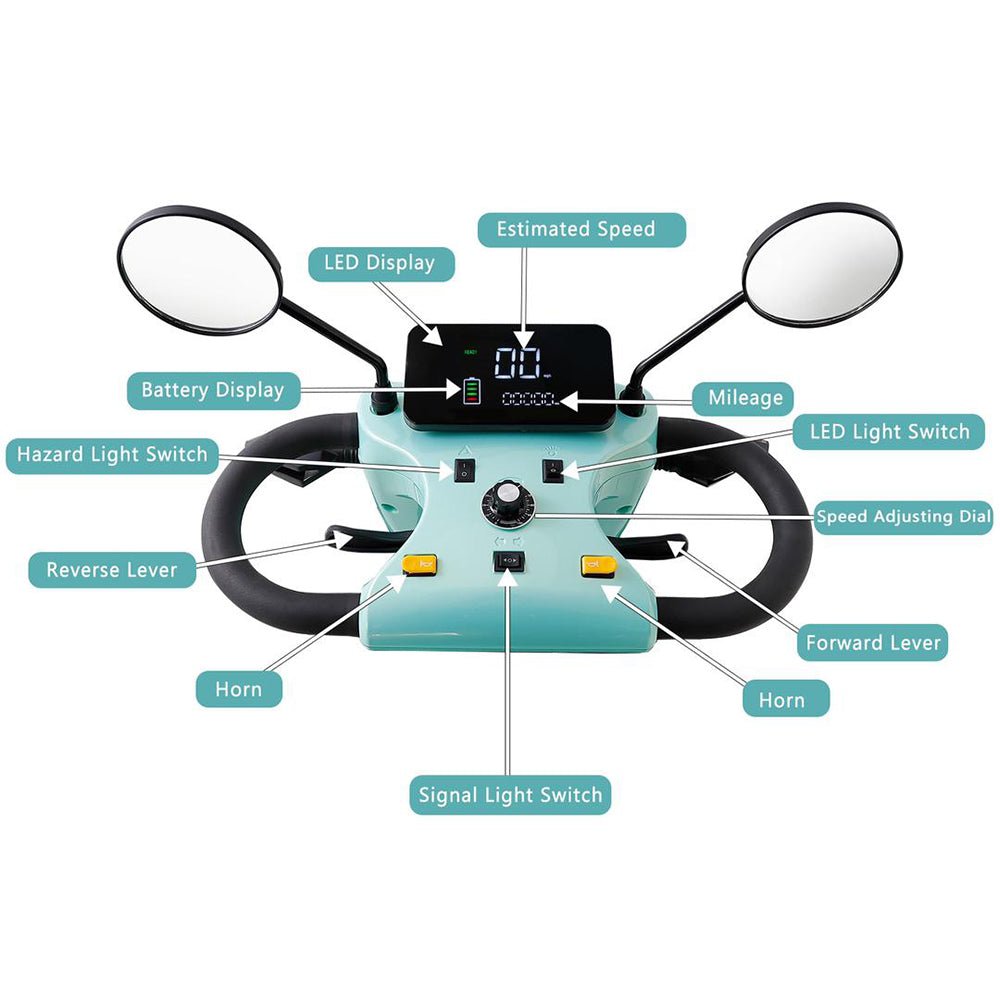 Zvg Heavy Duty 800W 60V/20AH 4-Wheel Elderly Handicap Adult Mobility Power Travel Scooter, 500LBS (SAK95736)