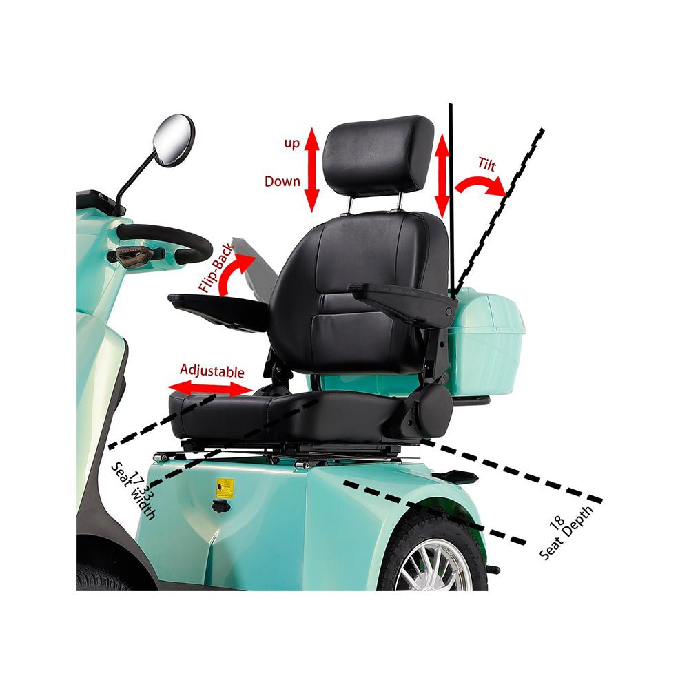 Zvg Heavy Duty 800W 60V/20AH 4-Wheel Elderly Handicap Adult Mobility Power Travel Scooter, 500LBS (SAK95736)