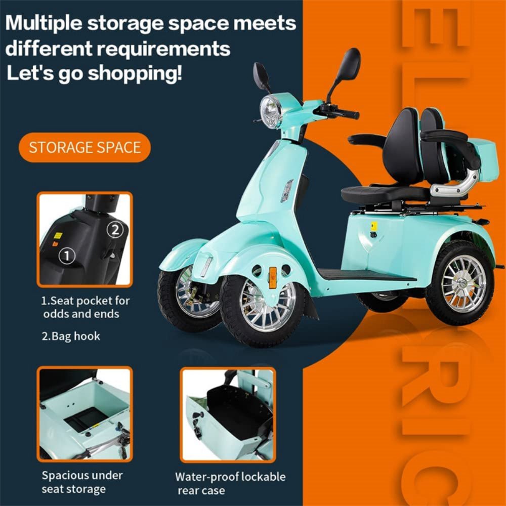 Zvg Heavy Duty 800W 60V/20AH Four Wheel All-Terrain Travel Mobility Scooter For Adults And Seniors, 500LB (SAK97156)