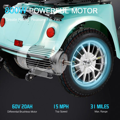 Zvg Heavy Duty 800W 60V/20AH Four Wheel All-Terrain Travel Mobility Scooter For Adults And Seniors, 500LB (SAK97156)