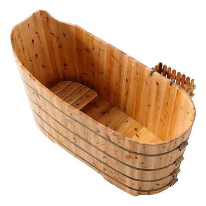 ALFI brand  AB1103 59" Free Standing Cedar Wood Bathtub with Bench