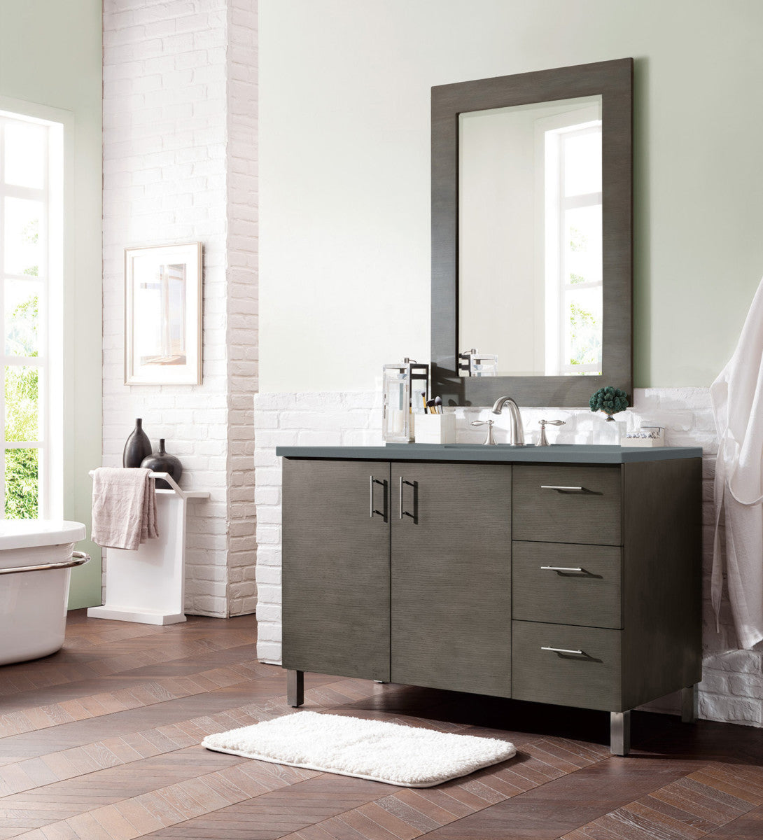 Metropolitan 48" Single Vanity Cabinet, Silver Oak