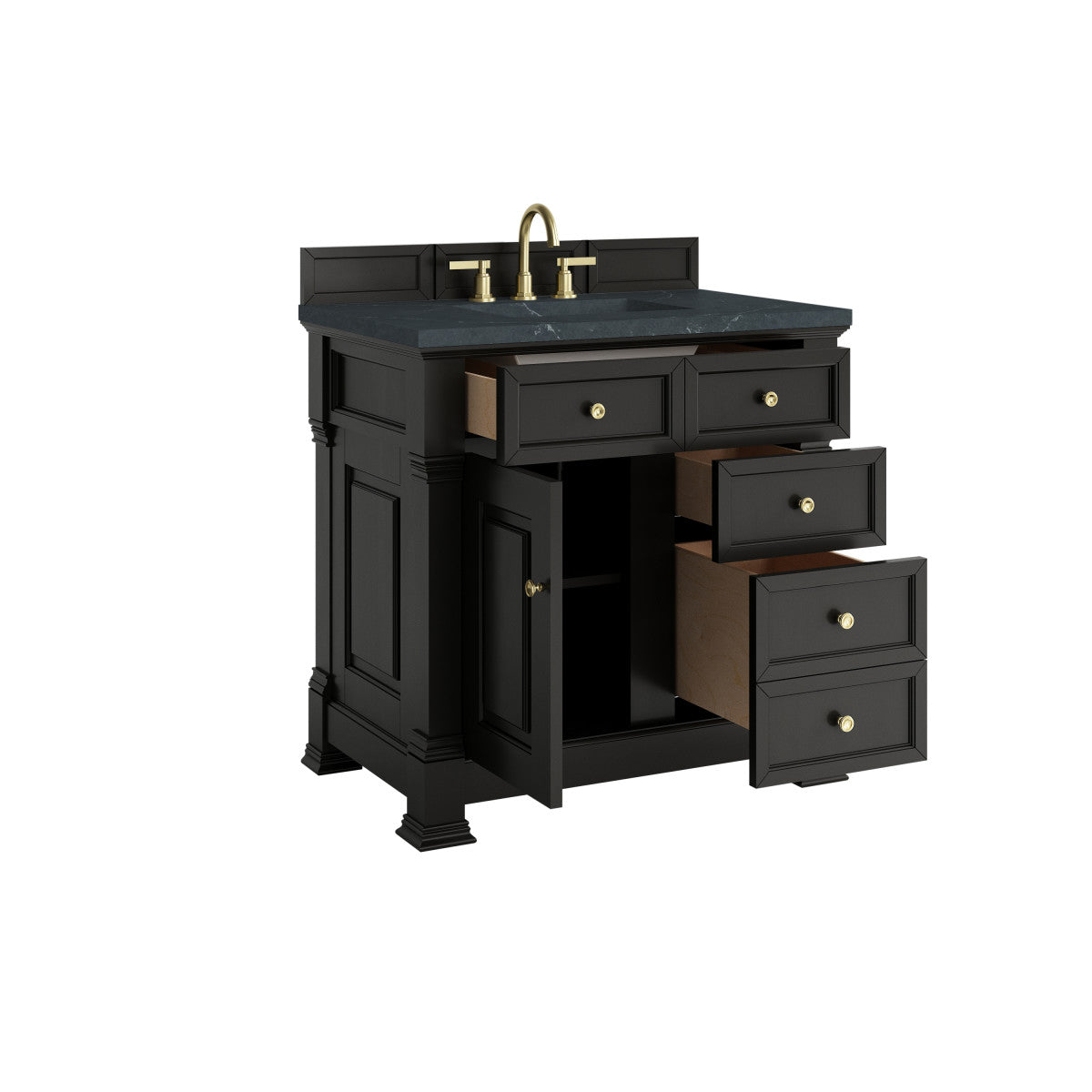 James Martin 547-V36 Brookfield 36” Single Vanity – Black Onyx / Honey Oak / Pearl Charcoal