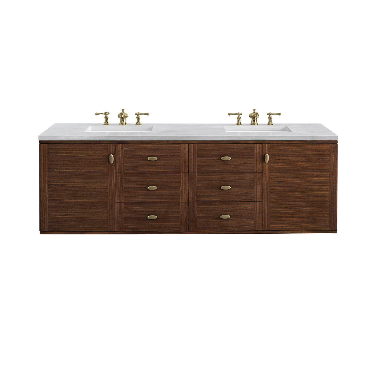 Amberly 72" Double Vanity Cabinet, Mid-Century Walnut