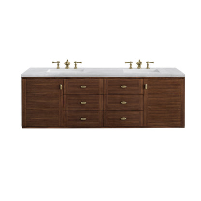 Amberly 72" Double Vanity Cabinet, Mid-Century Walnut